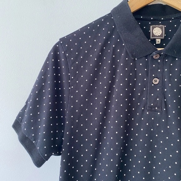Pretty Green Polo Shirt Polk Dot Short Sleeve Black Medium - Picture 3 of 10